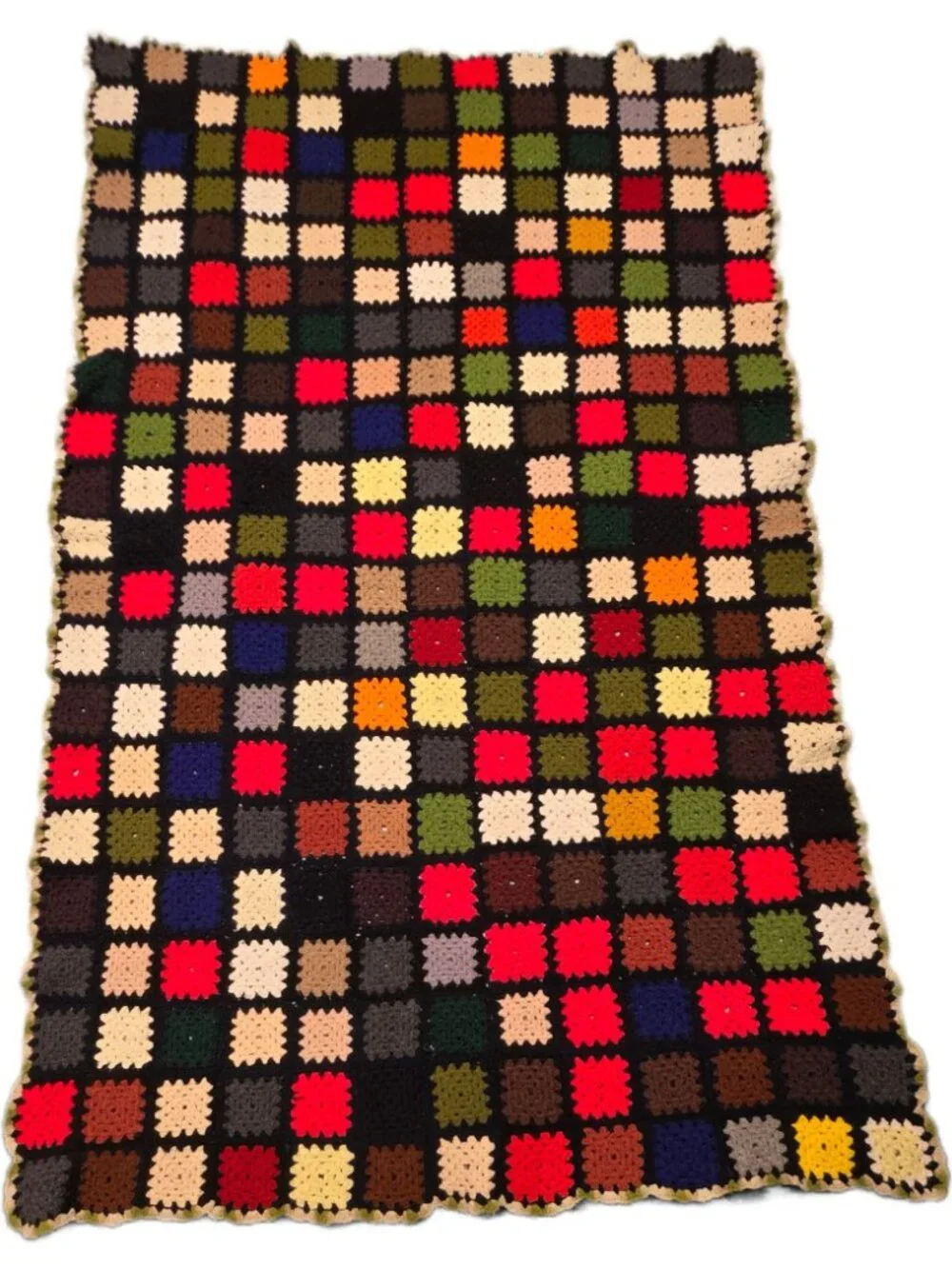 VTG Handmade Crochet Granny Square Afghan Blanket Large Couch Throw Cottagecore